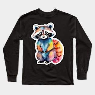 Raccoon Watercolor Long Sleeve T-Shirt